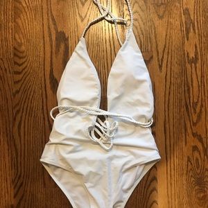 White one piece bathing suit